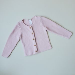 H&W blush pink cardigan sweater wooden like buttons